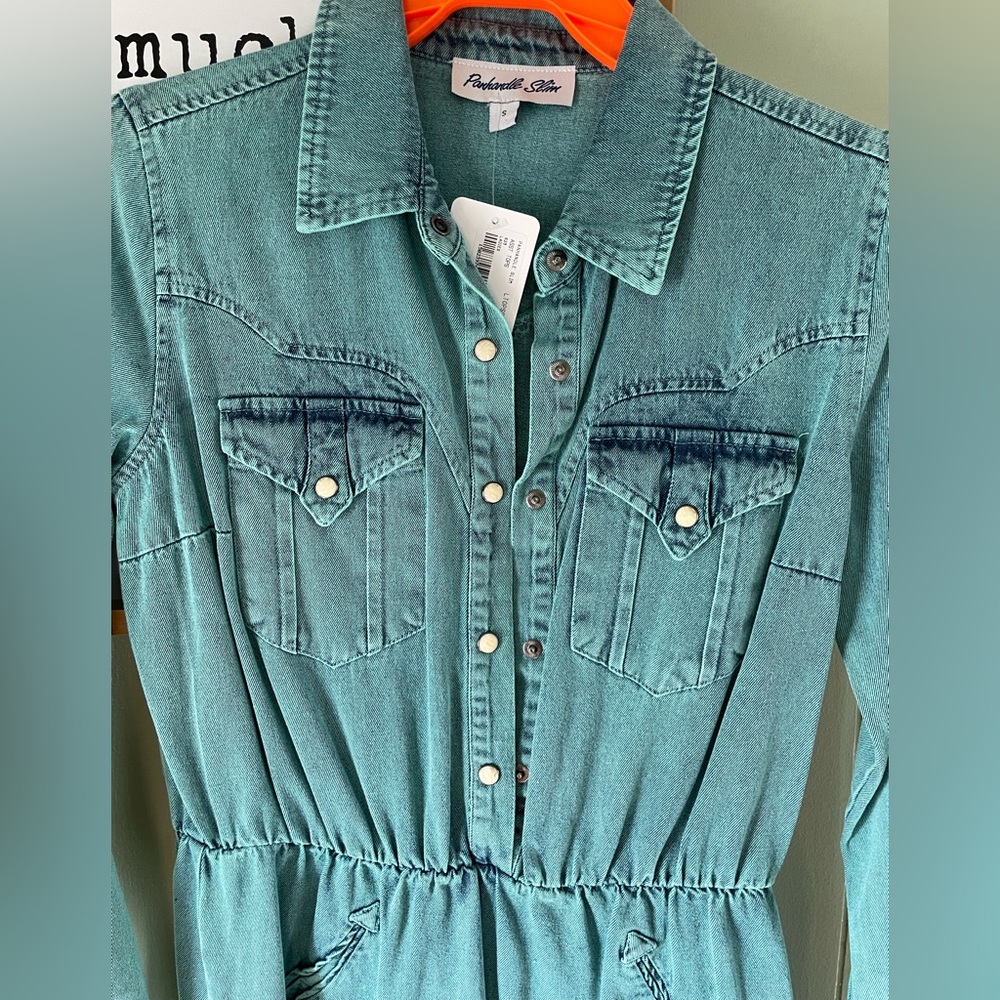Panhandle Slim Teal Denim Midi Dress